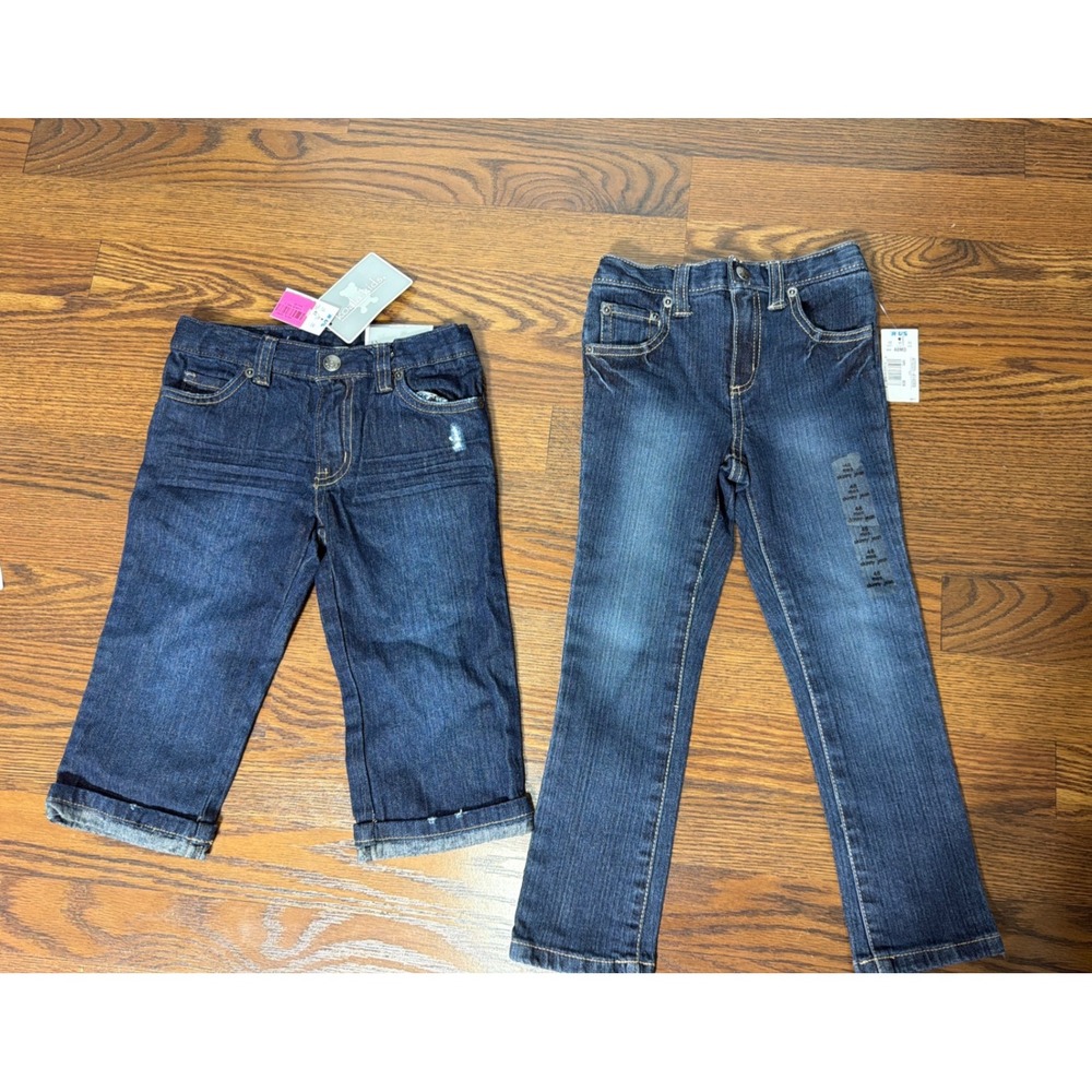 Koala Kids Girls Dark Wash Denim Capri Pants Size 4T NWT Distressed Set NWT